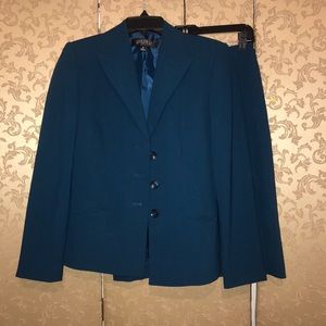 Kasper Blue Blazer Jacket Skirt Suit 4